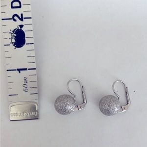 Italian white gold pave ball earrings